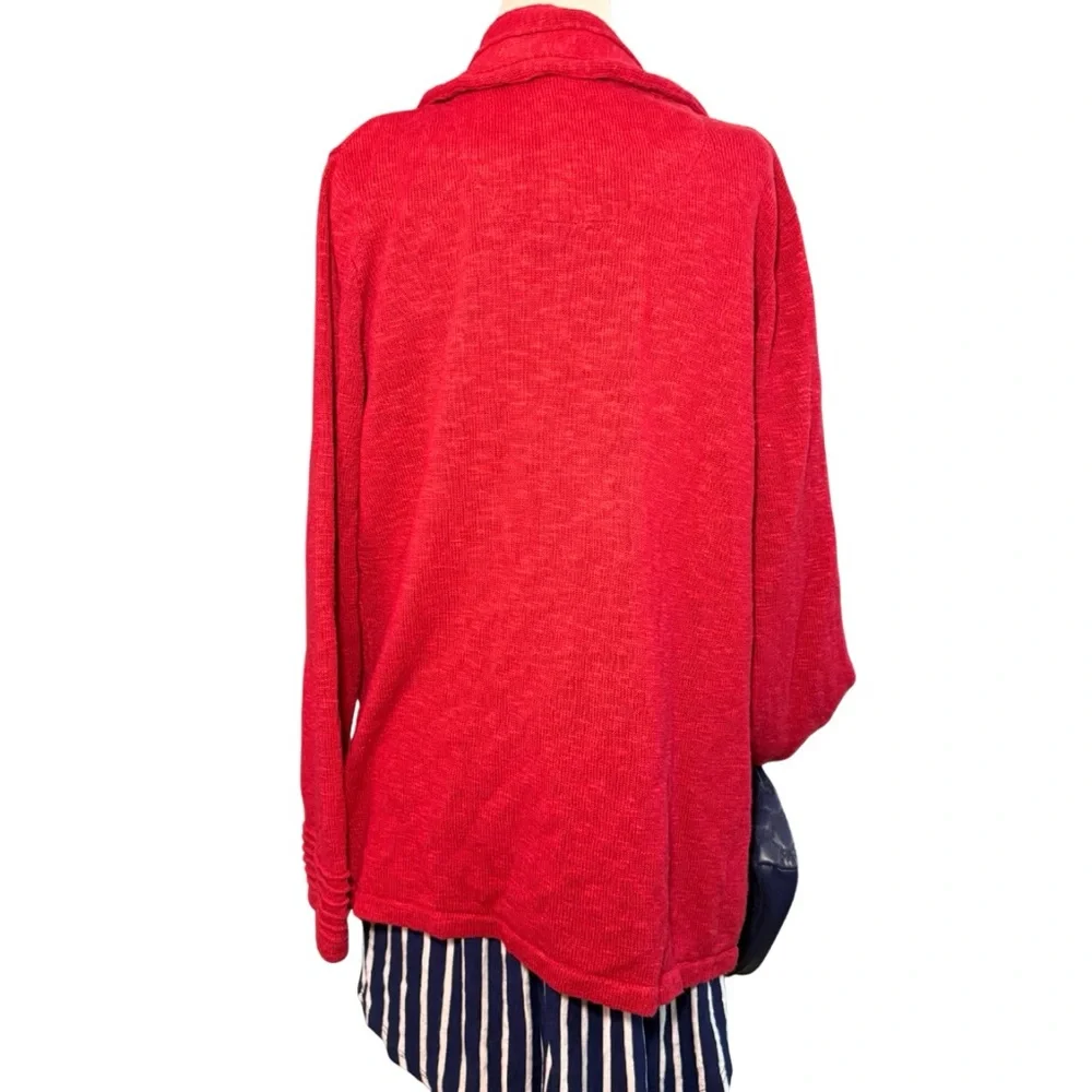 Vintage Red Linen Cotton Blend Zip Cardigan by‎ Blue Willi’s Size L - Picture 4 of 10
